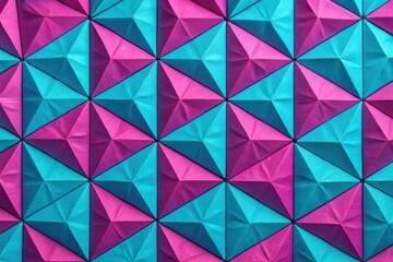 Cyan and Magenta Triangle Geometric Vibrant Pattern with Modern Low Poly Abstract Texture