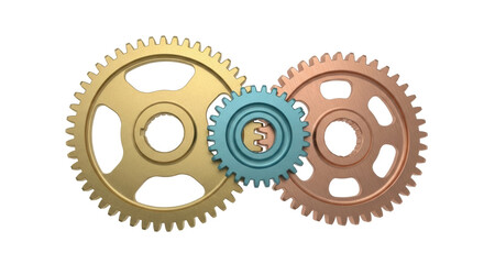 Isolated Gears Mechanism Interlocking Components Representing Business, Industrial, Technology
