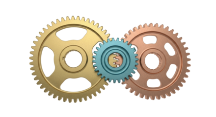 Isolated Gears Mechanism Interlocking Components Representing Business, Industrial, Technology