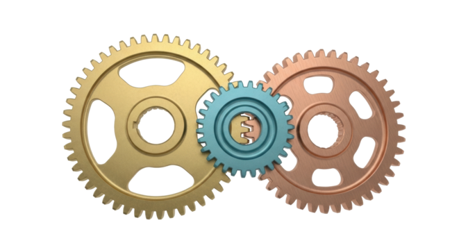 Isolated Gears Mechanism Interlocking Components Representing Business, Industrial, Technology