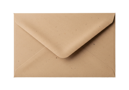 Isolated Kraft paper envelope, blank unaddressed stationery, business mailing correspondence