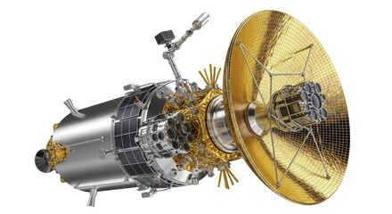 Isolated satellite in deep space for scientific research and observing the cosmos for exploration © Fernando