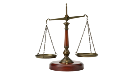 Isolated Brass Scales of Justice Balancing Fairly Law Symbol Judge Weight Scales Vintage Tool