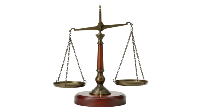 Isolated Brass Scales of Justice Balancing Fairly Law Symbol Judge Weight Scales Vintage Tool