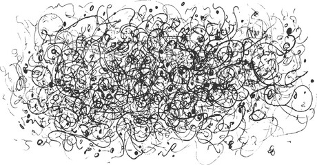 Abstract black ink scribbles and dots on white background vector