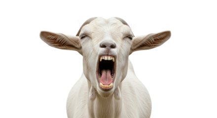 Goat with open mouth showing teeth isolated PNG with Transparent Background