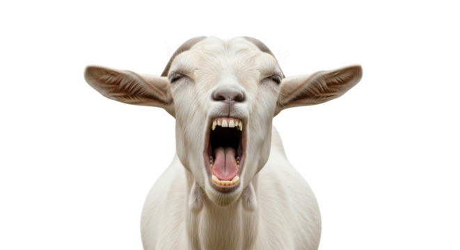Goat with open mouth showing teeth isolated PNG with Transparent Background