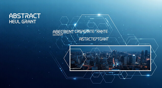 Abstract city skyline within a futuristic hexagonal network interface design - Powered by Adobe