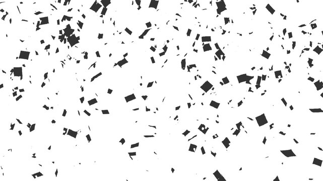 Black confetti pieces scattered across a white background vector