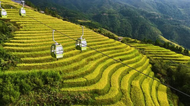 Aerial view of Longsheng Rice Terraces in the Guangxi Region, China