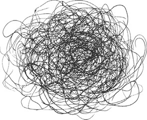 Black ink scribble abstract pattern on white background chaos