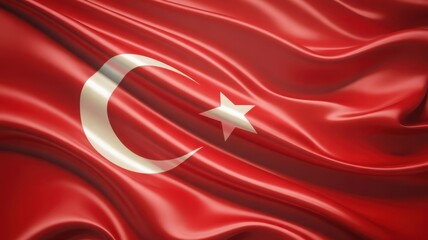 Stunning Turkish flag waving gracefully, symbolizing national pride and cultural identity