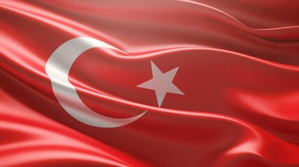 Obraz premium Striking Turkish flag waving gracefully in the wind embodying patriotism and national pride