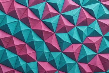 Fototapeta premium Teal and Coral Geometric Triangle Low Poly Modern Texture with Colorful Abstract Pattern