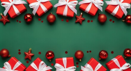 Christmas gift border frame with ornament decoration