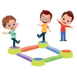 vector illustration of students in different postures