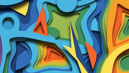 Obraz premium Colorful Abstract Paper Cutout Design with Geometric Shapes.