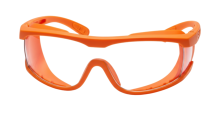 Isolated orange safety glasses provide impact protection for eye safety while working