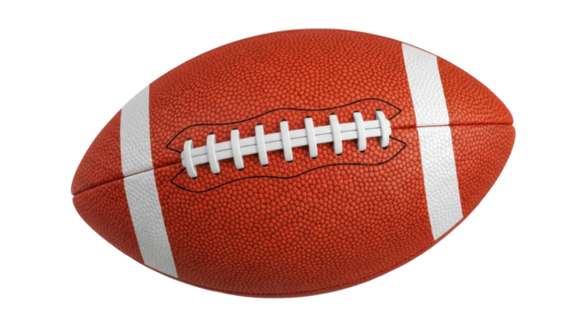 Isolated American football close-up ready for game day excitement, sports action and athletic event