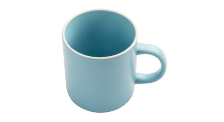 Isolated Light Blue Ceramic Coffee Mug with Handle for Warm Beverages and Hot Drinks
