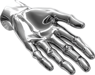silver hand,hand made from silver,concept of future,matalic material,future abstract hand of the technology 
