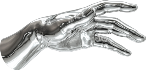 silver hand,hand made from silver,concept of future,matalic material,future abstract hand of the technology 