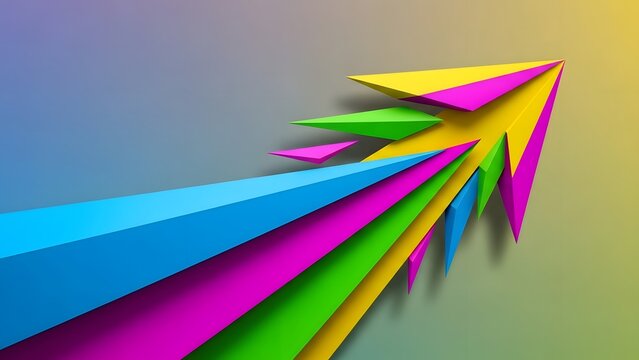 Colorful abstract arrow pointing upward representing growth and positive direction