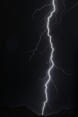 Powerful Thunderstorm Bolt Over Mountain Range