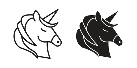 Alicorn icons Concepts. black solid and line stroke designs for web and app use