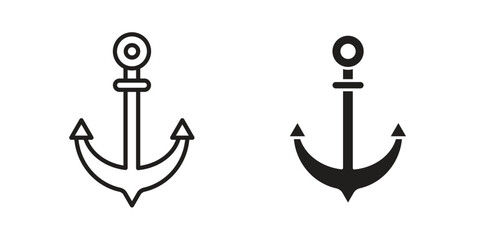Anchor icons Concepts. black solid and line stroke designs for web and app use