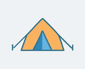 Simple Hand Drawn Vector Camping Tent Icon Illustration