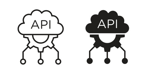 API icons Concepts. black solid and line stroke designs for web and app use