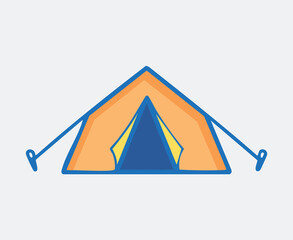 Simple Hand Drawn Vector Camping Tent Icon Illustration