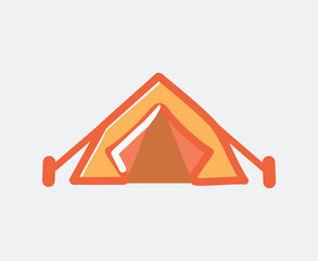 Simple Hand Drawn Vector Camping Tent Icon Illustration