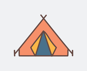 Simple Hand Drawn Vector Camping Tent Icon Illustration