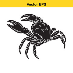 Black and white vector illustration of a crab isolated on white background