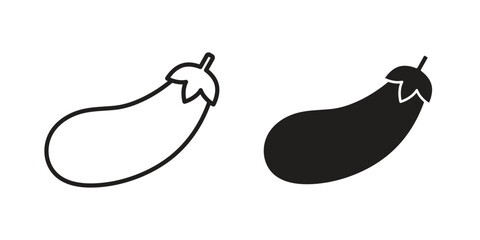 Aubergine icons Concepts. black solid and line stroke designs for web and app use