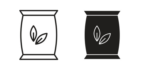 Bag seedling icons Concepts. black solid and line stroke designs for web and app use