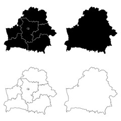 Belarus Outline and Solid Fill Map Set.