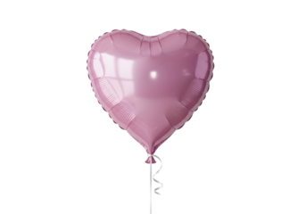 Isolated heart-shaped pink balloon floating, single object of romance for valentine's day
