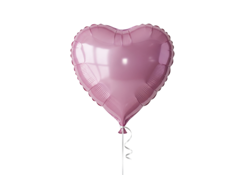 Isolated heart-shaped pink balloon floating, single object of romance for valentine's day