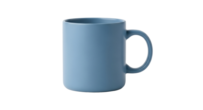 Isolated light blue mug, simple design, clean look, minimalist, ceramic coffee mug