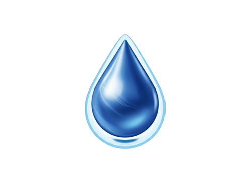 Isolated Blue Water Droplet With Light Reflections Transparent Background Sparkling Clean Liquid Element