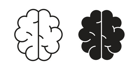 Brain icons Concepts. black solid and line stroke designs for web and app use