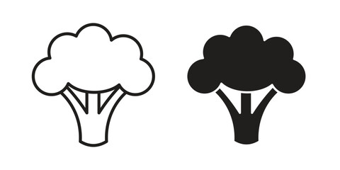 Broccoli icons Concepts. black solid and line stroke designs for web and app use