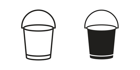 Bucket icons Concepts. black solid and line stroke designs for web and app use