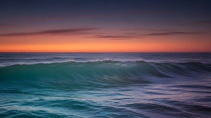 Obraz premium Ocean waves under dramatic sunset sky peaceful coastal scenery nature photography