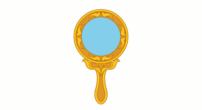 Oxum Mirror Symbol Vector Afro-Brazilian Religion Orixa Beauty Gold Hand Mirror