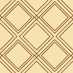 Seamless Elegant Art Deco Geometric Diamond Pattern Retro Beige Brown Wallpaper