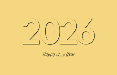 Minimalist Hand-Drawn “2026” Outline Illustration on Yellow Background